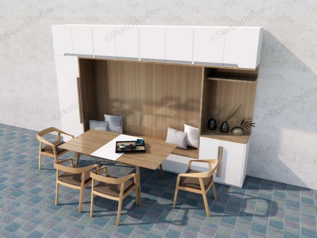 Dining Room Set With Sideboard sketchup model preview - SketchupBox