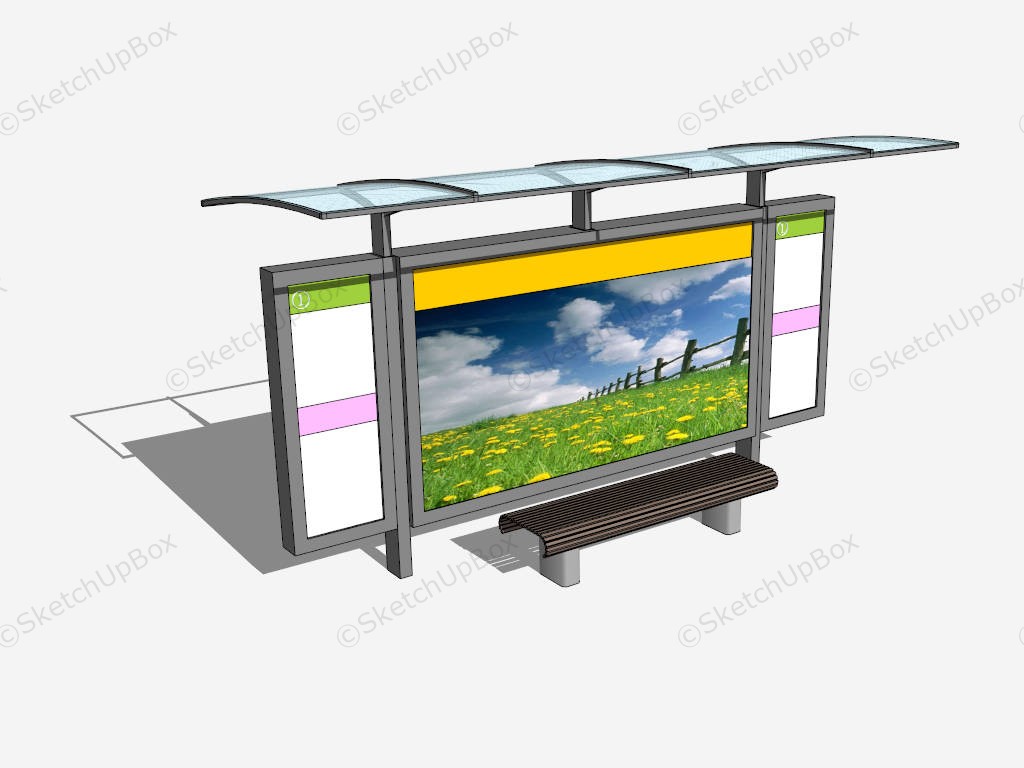 Bus Shelter With Advertisement sketchup model preview - SketchupBox