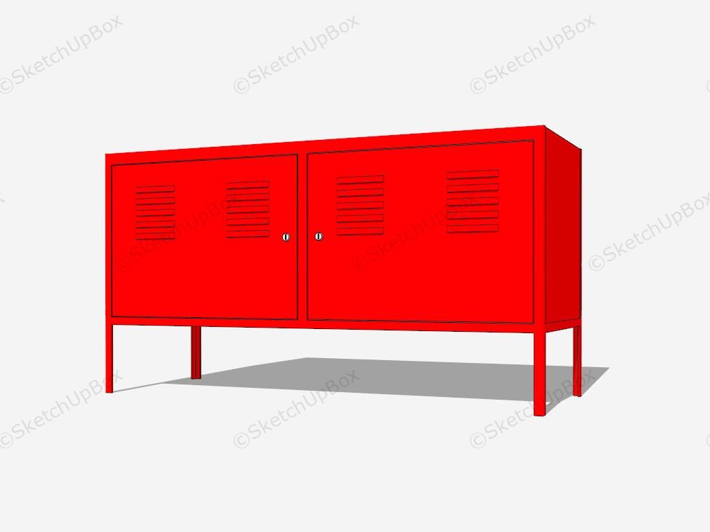 Red Locking Filing Cabinet sketchup model preview - SketchupBox