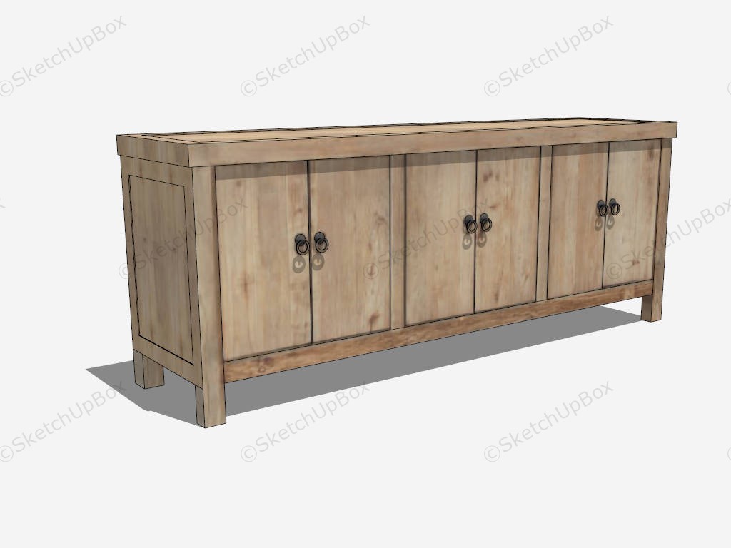 Rustic Wood Sideboard Cabinet sketchup model preview - SketchupBox