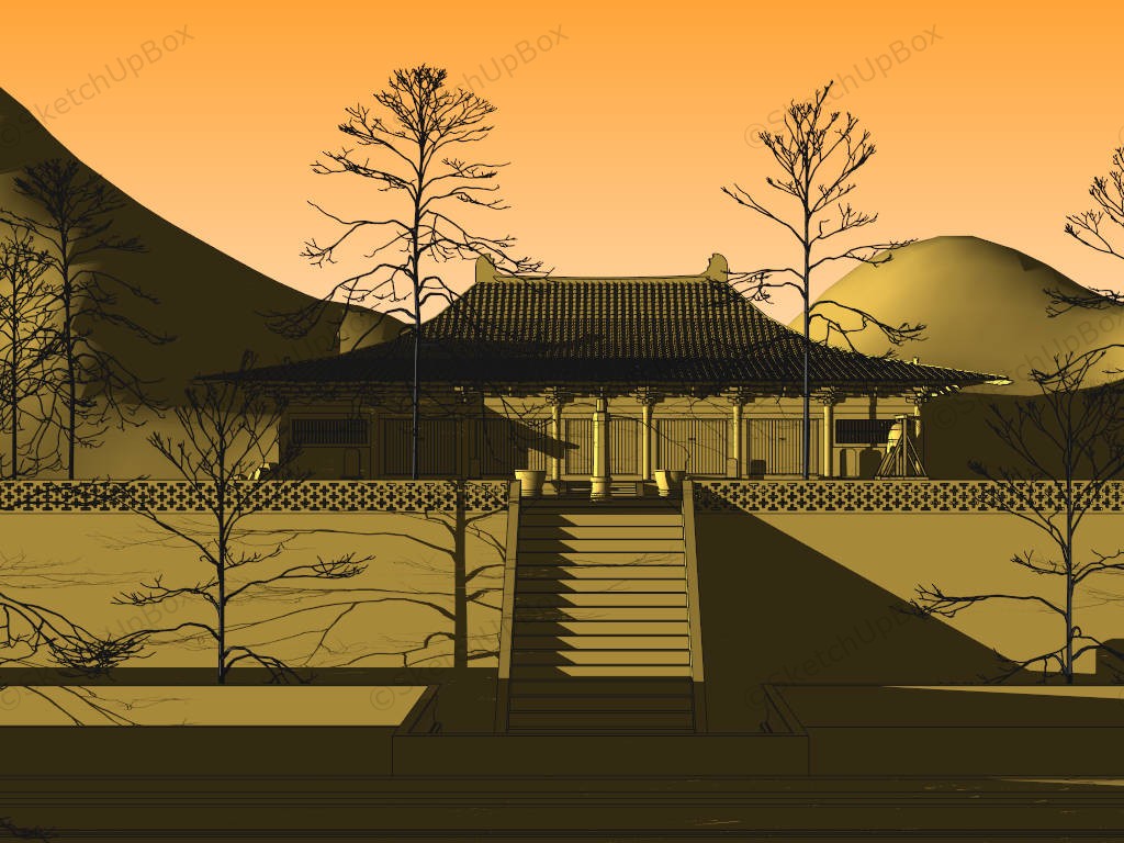 Foguang Temple sketchup model preview - SketchupBox