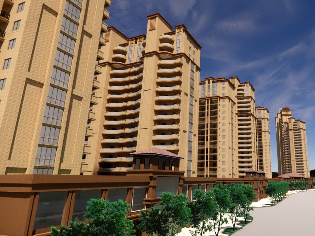 High Rise Residential Community Design sketchup model preview - SketchupBox