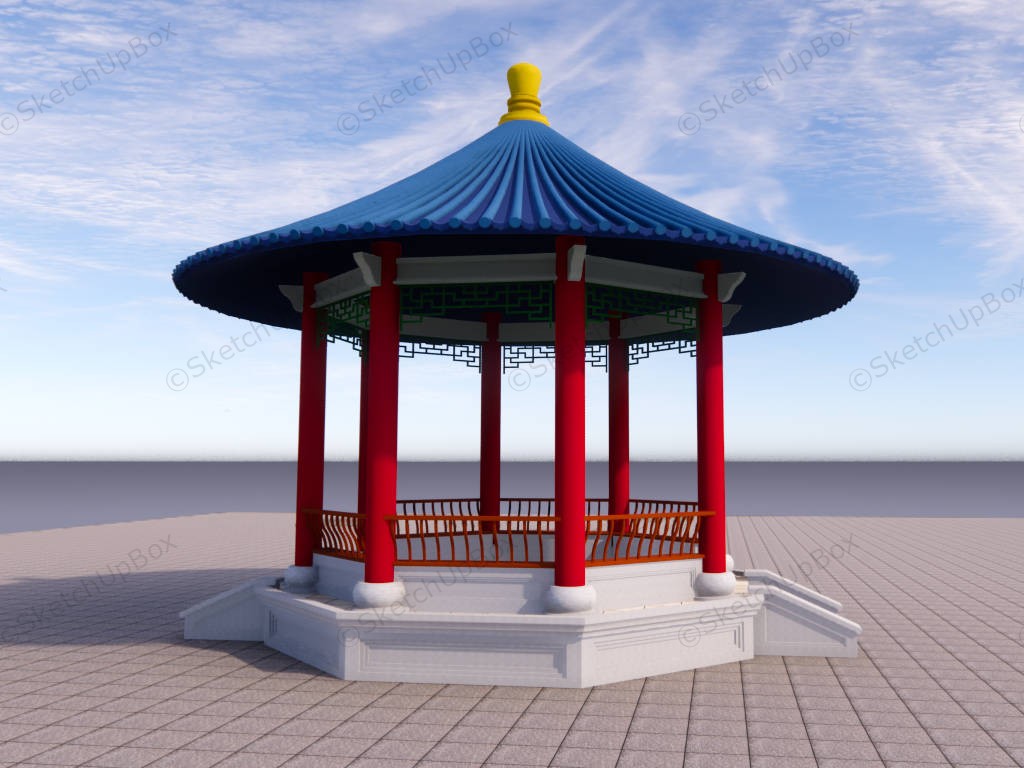 Round Roof Chinese Pavilion sketchup model preview - SketchupBox