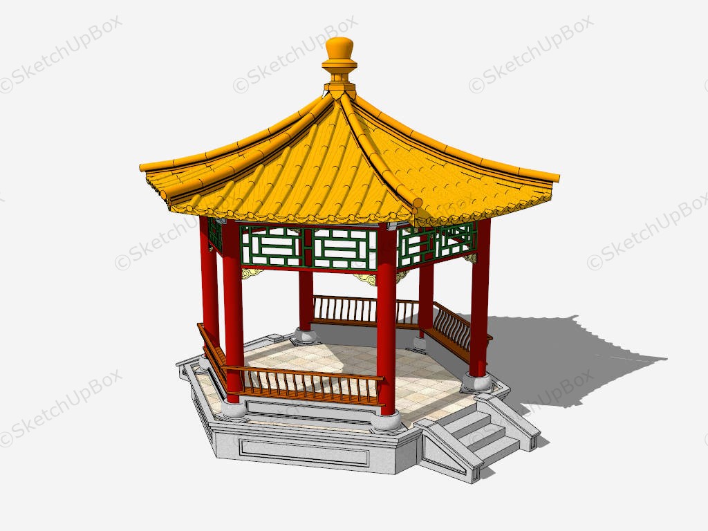 Hexagonal Roof Chinese Pavilion sketchup model preview - SketchupBox