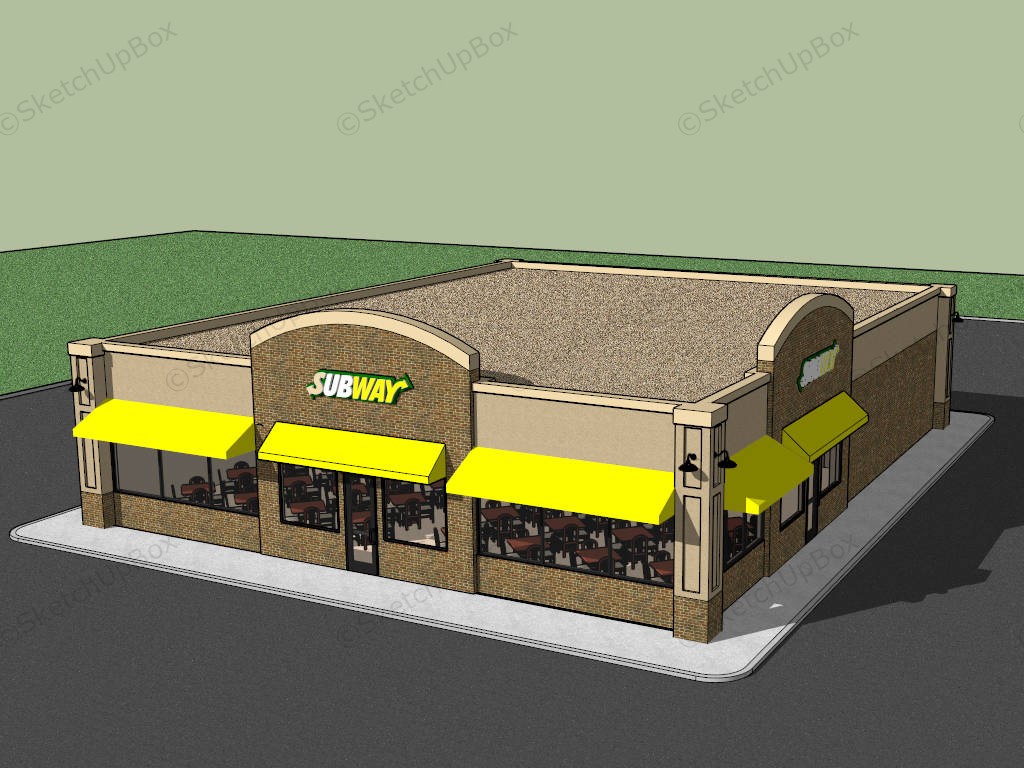 Subway Restaurant Exterior And Interior Design sketchup model preview - SketchupBox