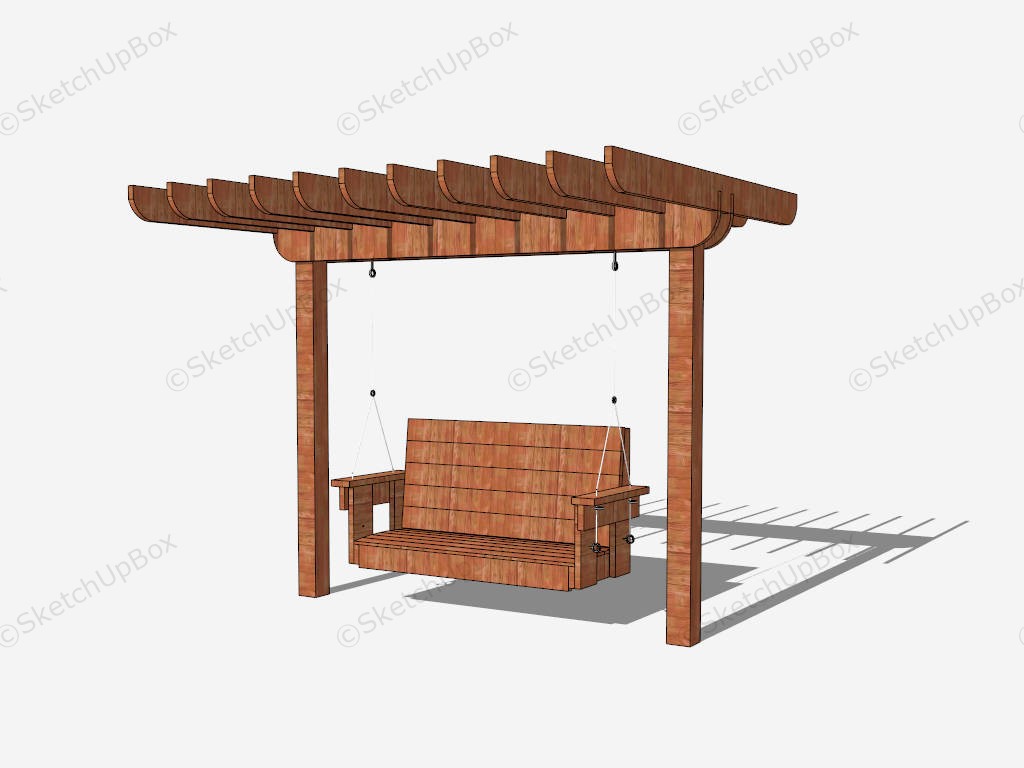 Wooden Garden Swing Seat sketchup model preview - SketchupBox