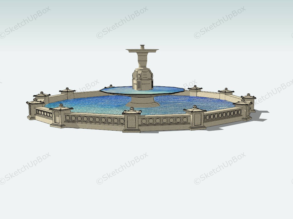 Large Statue Water Fountain sketchup model preview - SketchupBox