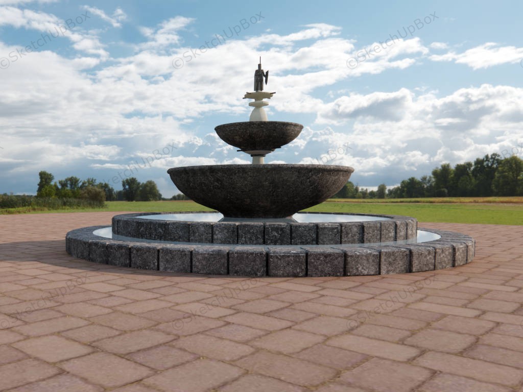 Two Tier Fountain With Surround sketchup model preview - SketchupBox