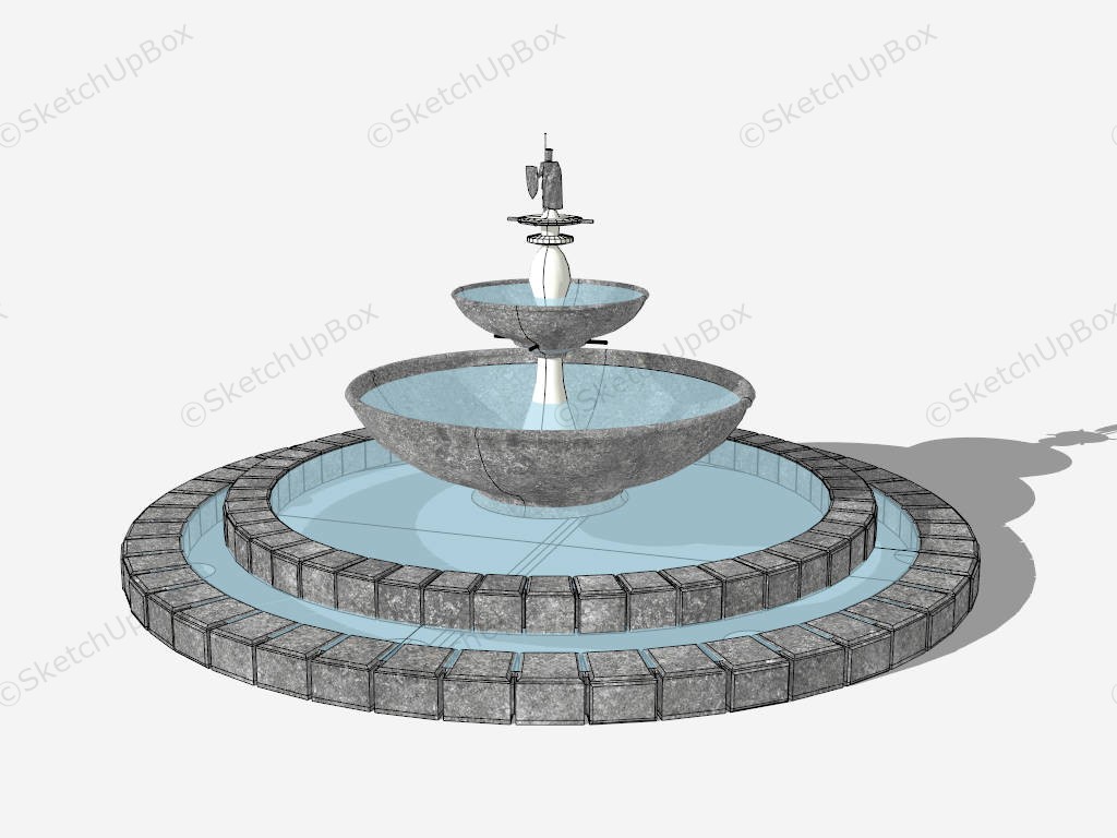 Two Tier Fountain With Surround sketchup model preview - SketchupBox