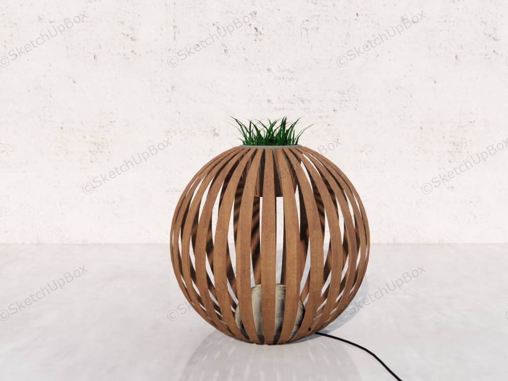 Wood Globe Floor Lamp sketchup model preview - SketchupBox