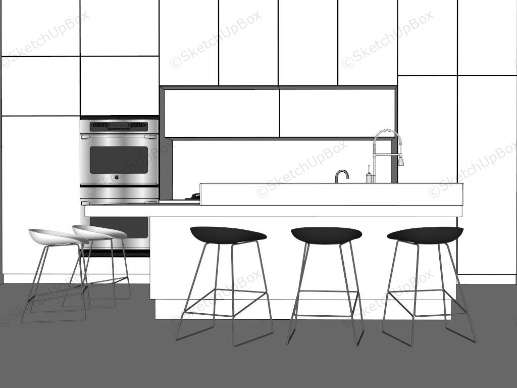 Island In Small Kitchen sketchup model preview - SketchupBox