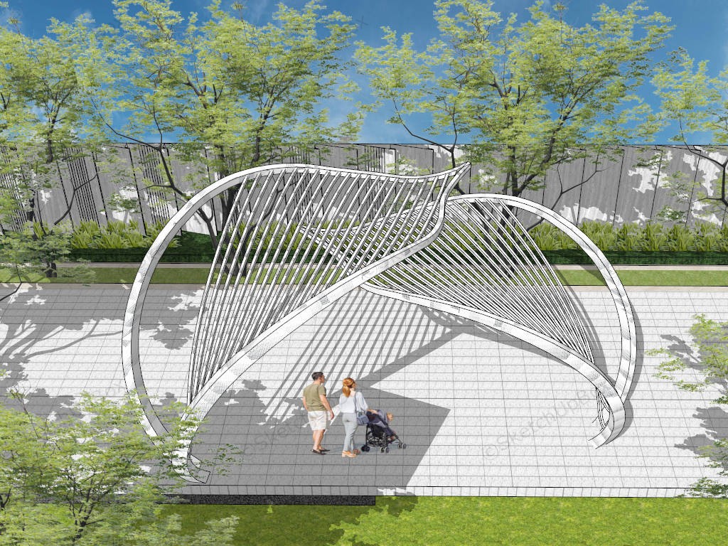 Urban Park Pergola Design sketchup model preview - SketchupBox