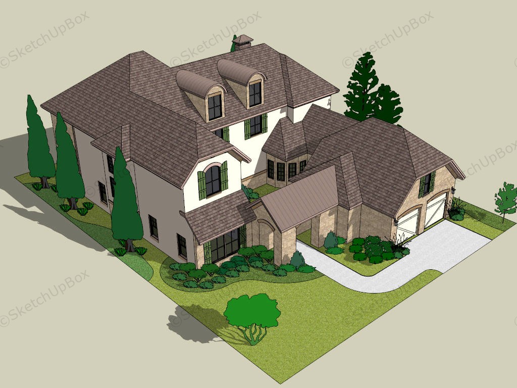 Old Mediterranean House sketchup model preview - SketchupBox