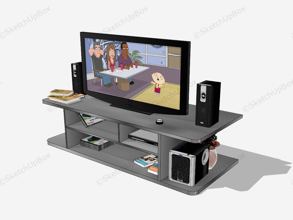 Old Console Tv With Side Speaker sketchup model preview - SketchupBox