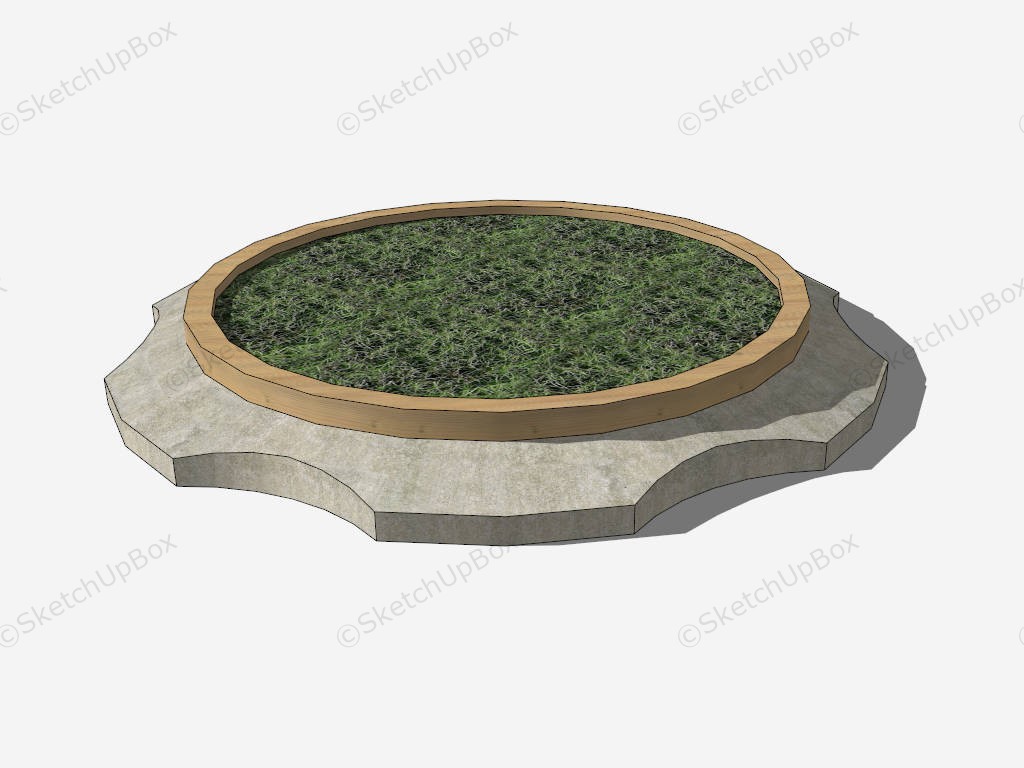 Round Concrete Garden Bed sketchup model preview - SketchupBox