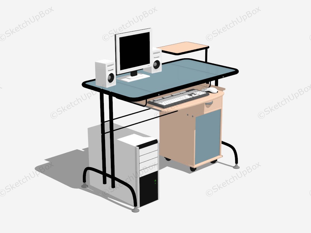 Retro Computer Desk For Home sketchup model preview - SketchupBox