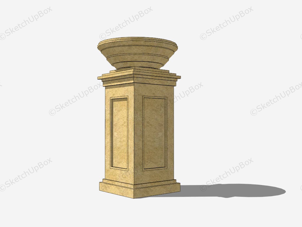 Square Limestone Cast Pedestal Planter sketchup model preview - SketchupBox