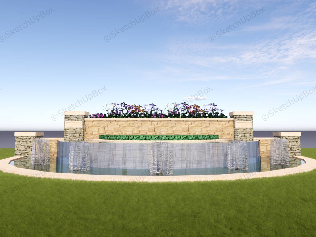 Garden Bed With Water Fountain sketchup model preview - SketchupBox