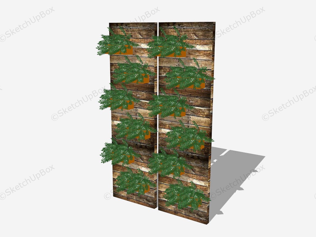 Rustic Wood Wall With Planter sketchup model preview - SketchupBox