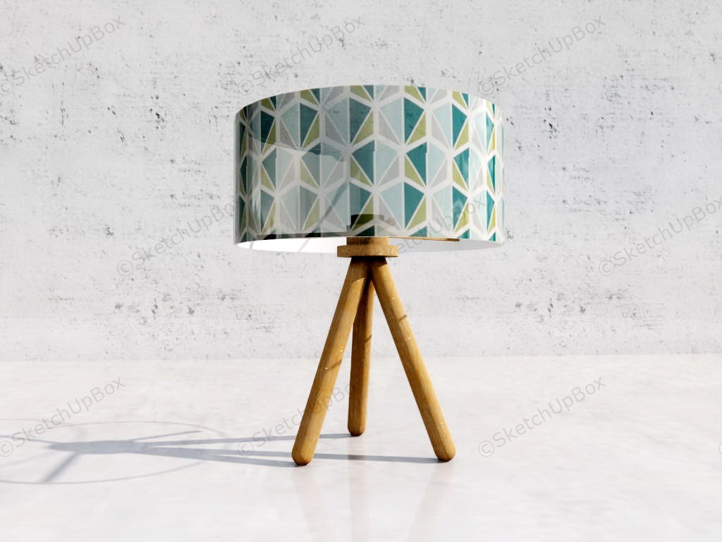 Wooden Tripod Table Lamp sketchup model preview - SketchupBox