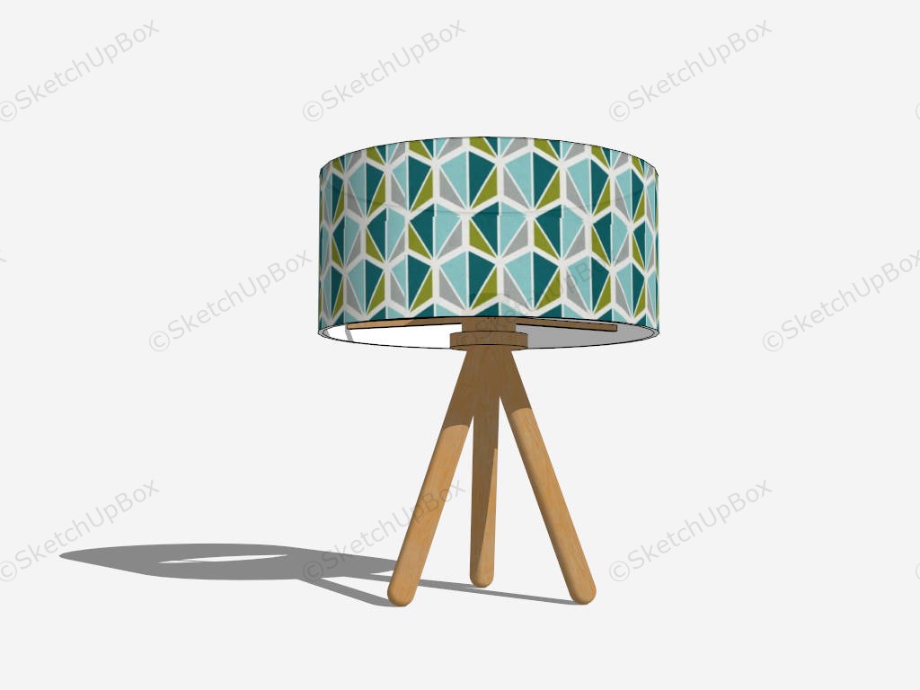 Wooden Tripod Table Lamp sketchup model preview - SketchupBox