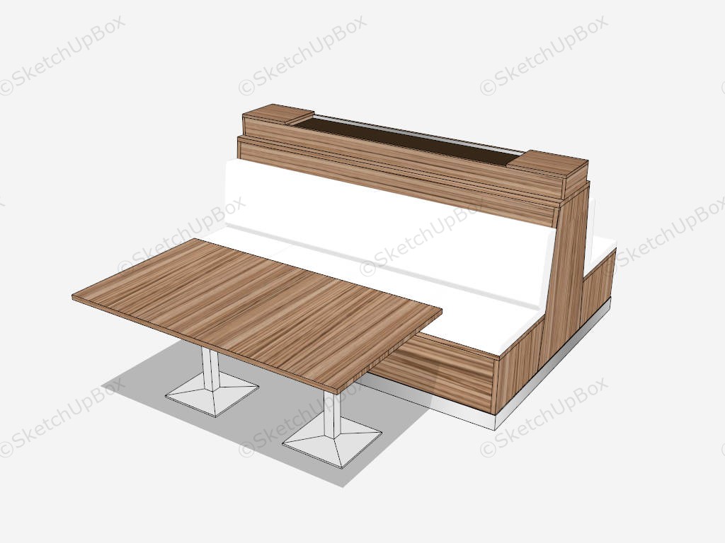 Wood Booth Seating With Table sketchup model preview - SketchupBox