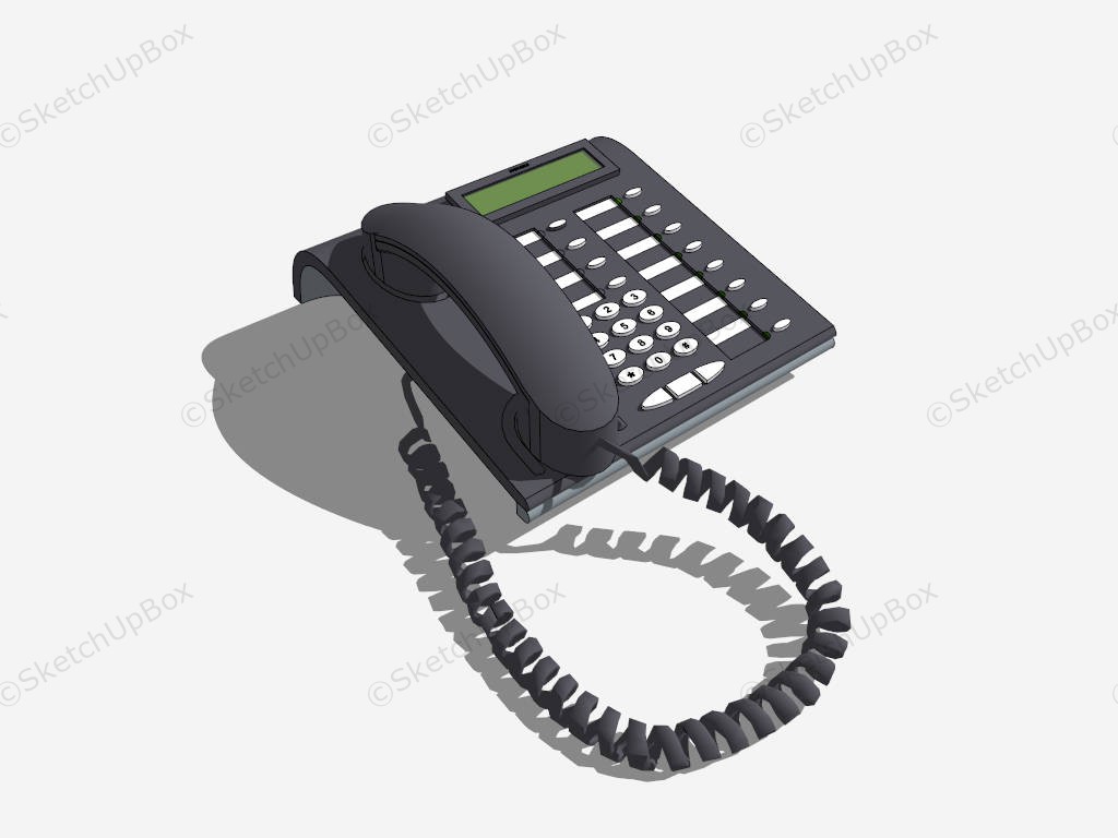 Black Office Phone sketchup model preview - SketchupBox