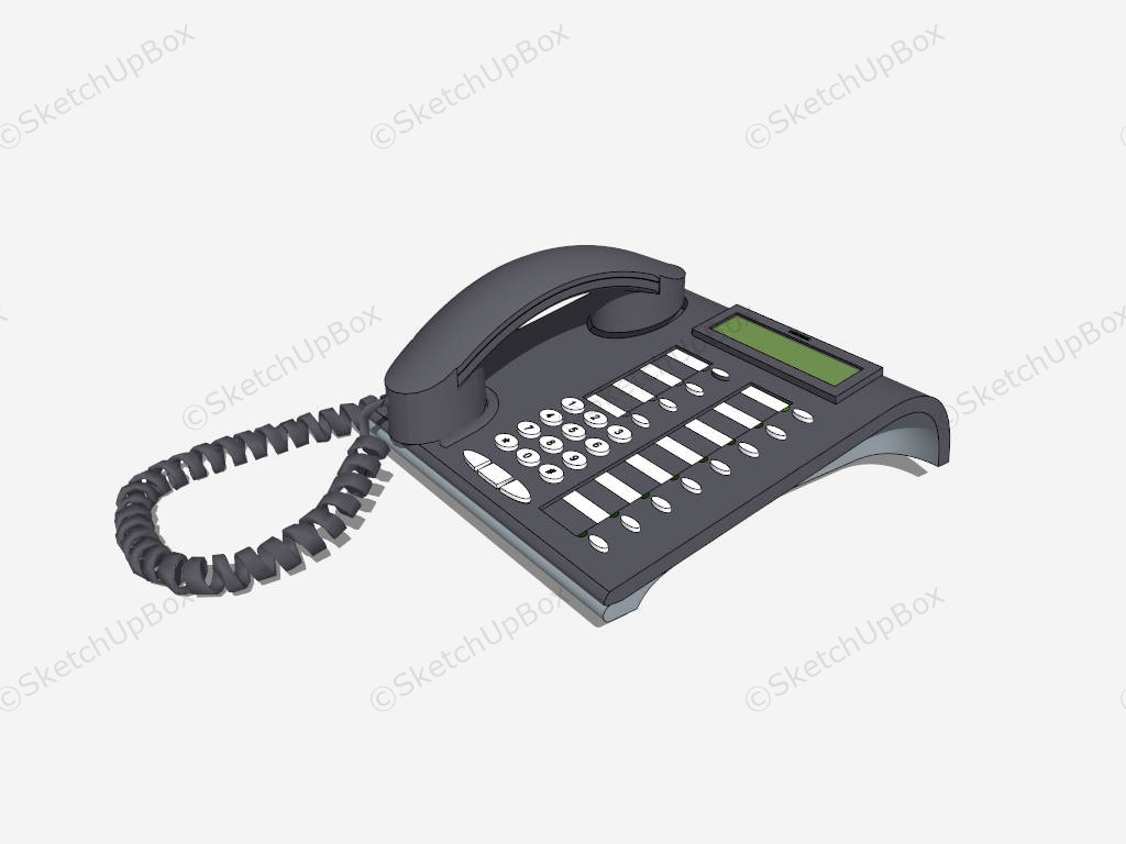 Black Office Phone sketchup model preview - SketchupBox