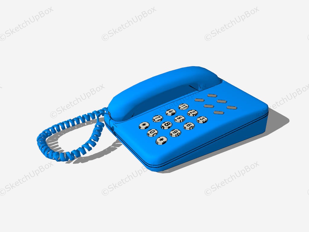 Blue Desk Phone sketchup model preview - SketchupBox