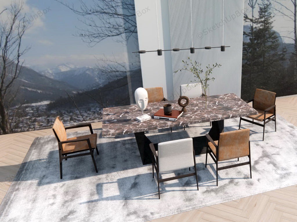 Beautiful Granite Dining Table Set sketchup model preview - SketchupBox