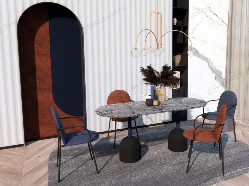 Marble Dining Set Accent Wall Idea sketchup model preview - SketchupBox