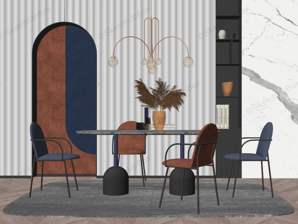 Marble Dining Set Accent Wall Idea sketchup model preview - SketchupBox