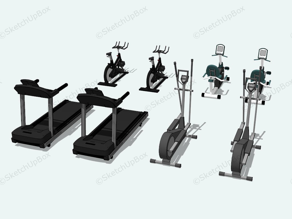 Cardio Exercises Gym Machine sketchup model preview - SketchupBox