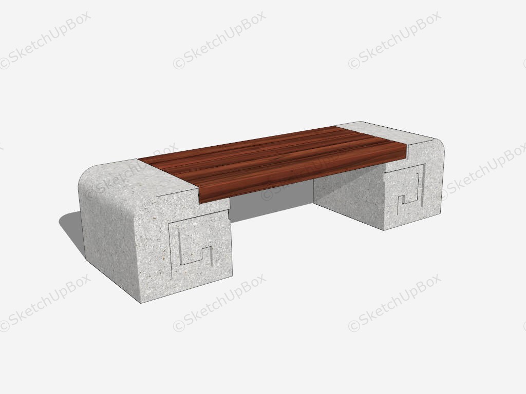 Wood And Stone Bench sketchup model preview - SketchupBox