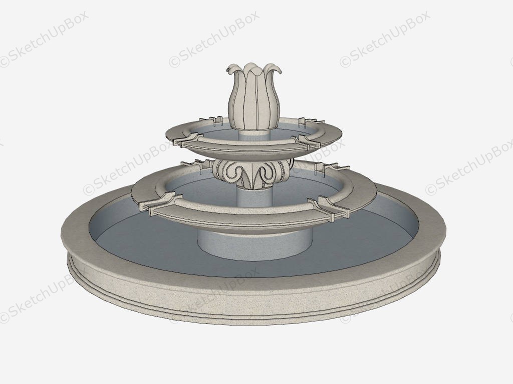 Two Tier Fountain On Pool sketchup model preview - SketchupBox