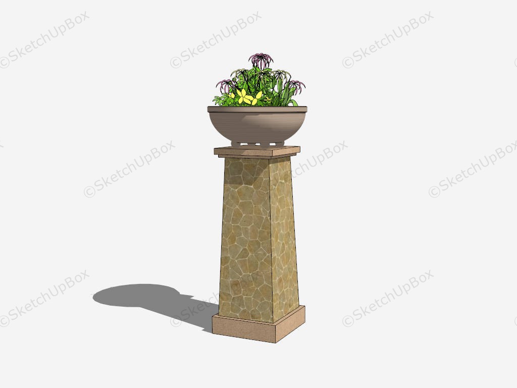 Outdoor Urn Planter With Pedestal sketchup model preview - SketchupBox