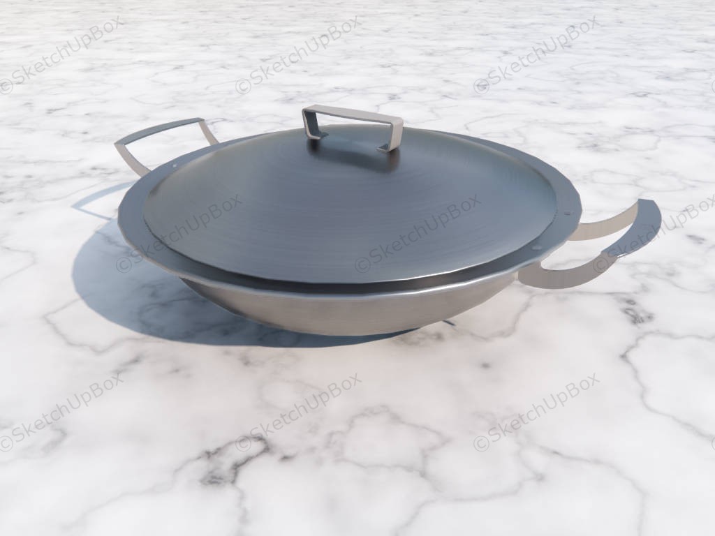 Stainless Steel Pan With Lid sketchup model preview - SketchupBox