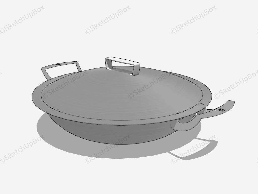 Stainless Steel Pan With Lid sketchup model preview - SketchupBox