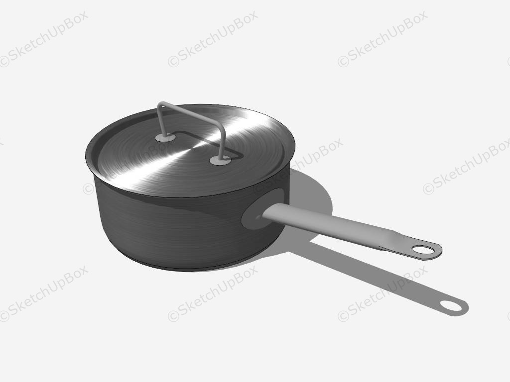 Stainless Steel Saucepan With Lid sketchup model preview - SketchupBox