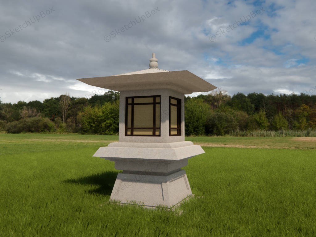 Japanese Stone Garden Lantern sketchup model preview - SketchupBox