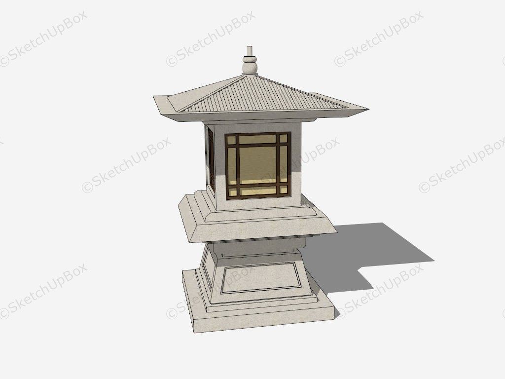 Japanese Stone Garden Lantern sketchup model preview - SketchupBox