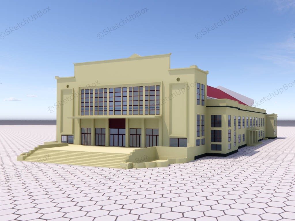 Old Movie Theatre Exterior sketchup model preview - SketchupBox