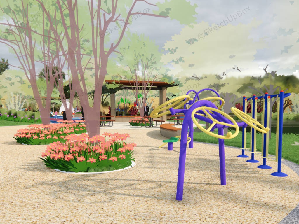 City Pocket Park Playground Ideas sketchup model preview - SketchupBox