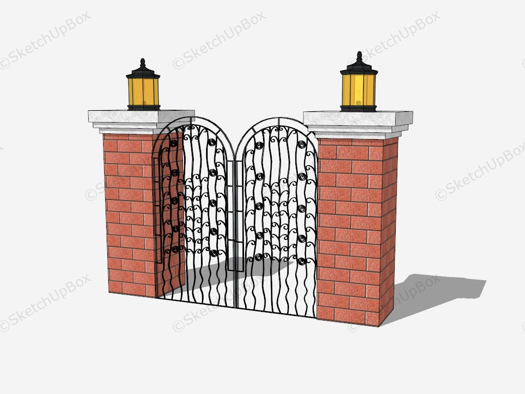 Vintage Brick And Iron Gate sketchup model preview - SketchupBox
