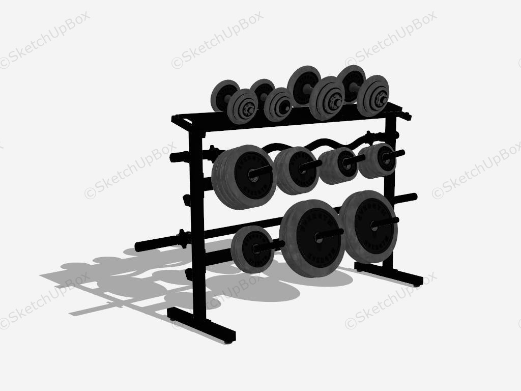 Barbell And Dumbbell Rack sketchup model preview - SketchupBox