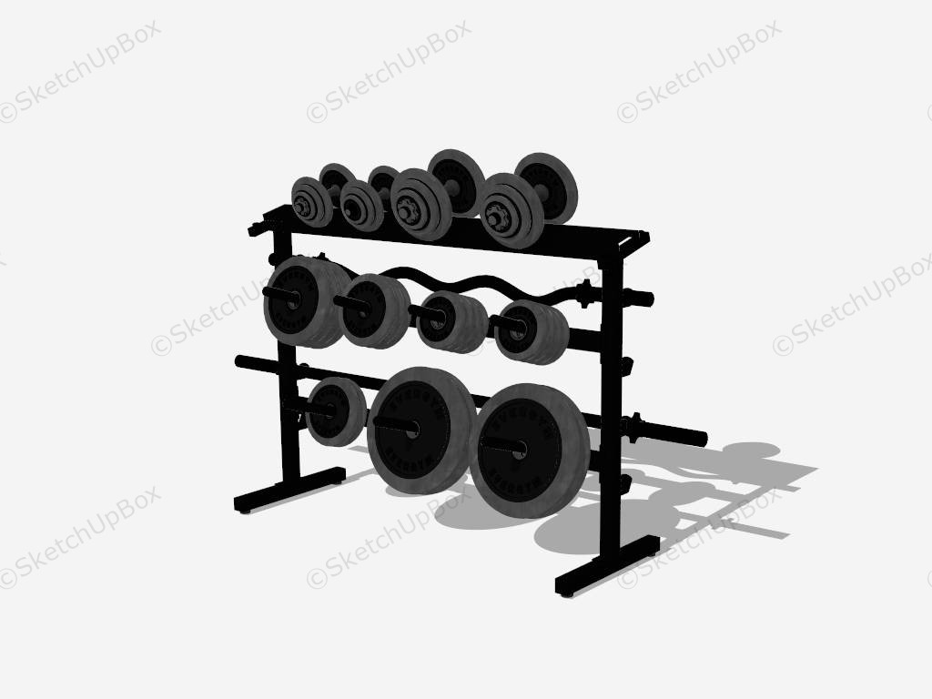 Barbell And Dumbbell Rack sketchup model preview - SketchupBox