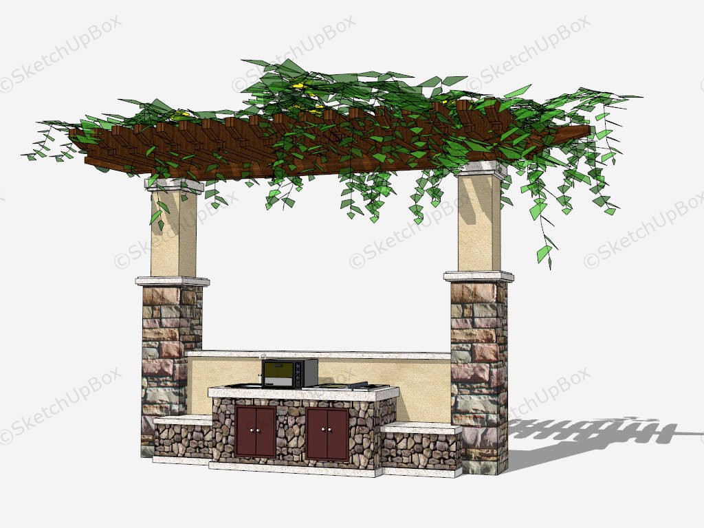 Outdoor Kitchen Pergola Idea sketchup model preview - SketchupBox