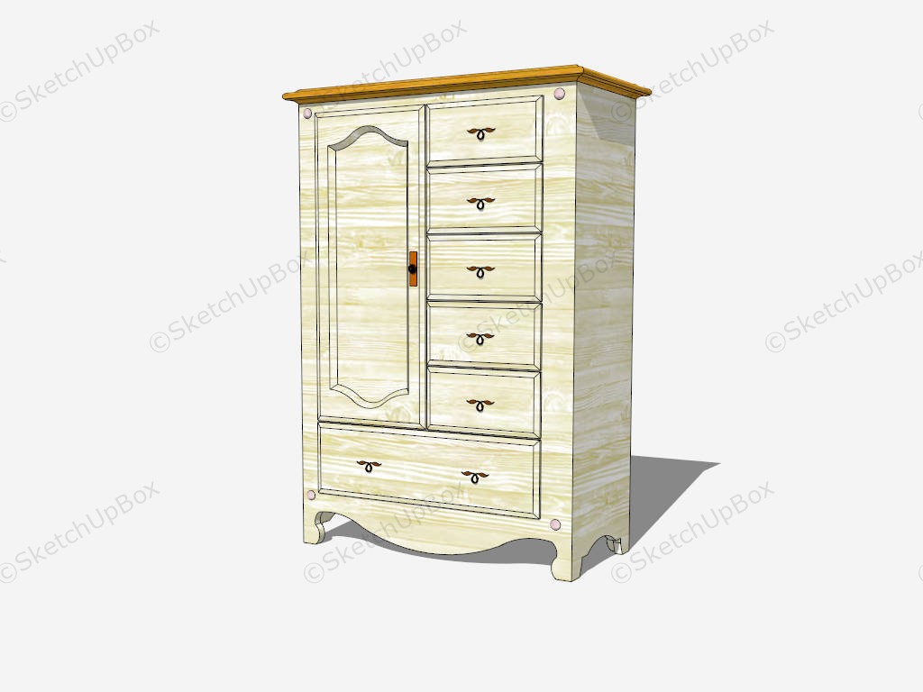 Vintage Armoire Wardrobe sketchup model preview - SketchupBox