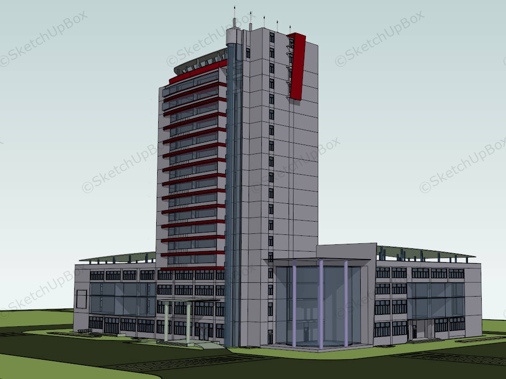 Corner Commercial Building sketchup model preview - SketchupBox