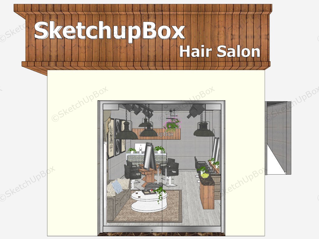 Small Hair Salon Design Ideas sketchup model preview - SketchupBox